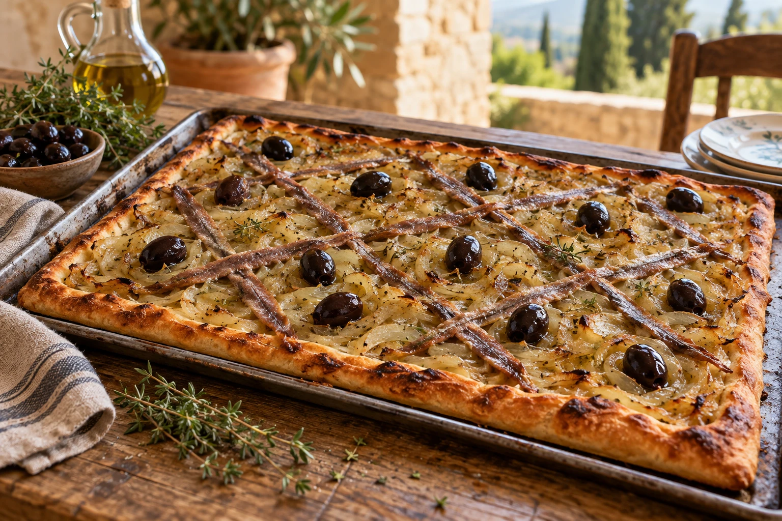La pissaladière de ma grand-mère, oignons fondants et pâte levée